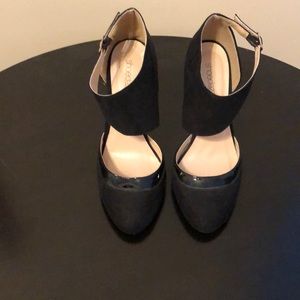 Faux Suede Black Heels